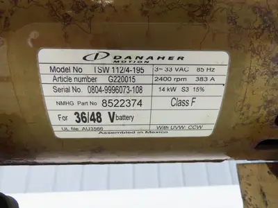 Danaher Motion TSW 112/4-195 DC Hydraulic Pump Motor Hyster E60Z Forklift 36/48V