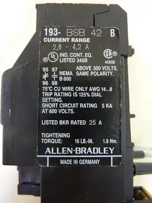 USED ALLEN BRADLEY 193-BSB 42 SER B