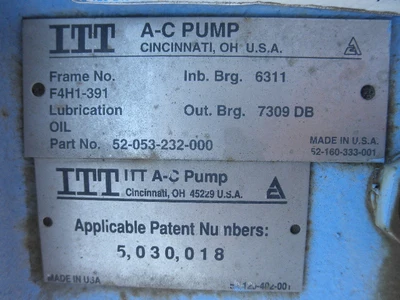 USED ITT A-C PUMP 6X4X13