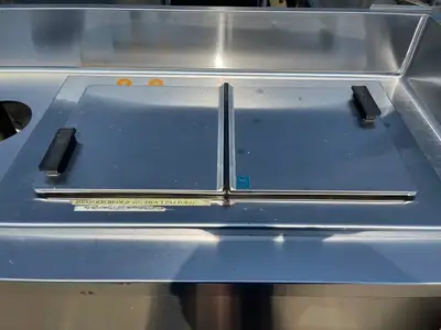 Used Falcon Restaurant Supply Used 96" Stainless Steel Table Counter with Ice Cream Dipping Station - SS236 Ice Cream Equipment Illinois US | Falcon Restaurant Supply #1376000