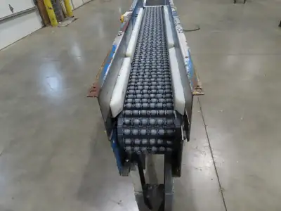 New London Engineering 8"x 5' 6" Plastic Roller Belt Accumulating Conveyor 30FPM
