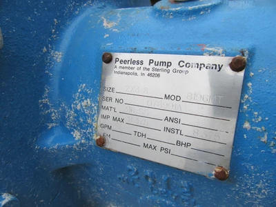 Peerless Centrifugal Pump, Size 2 x 3 x 8. stainless steel.