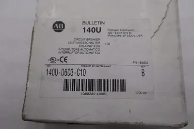 NEW Allen Bradley 140U-D6D3-C10 Molded Case Circuit Breaker STOCK H521A