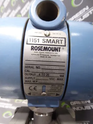 Rosemount 1151GP8S22D6S1B4L4 Differential Pressure Transmitter 1000 PSI Max. X3A Used