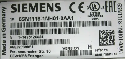 USED SIEMENS 6SN1123-1AB00-0HA1 SIMODRIVE LT-MODULE VER.A 6SN1118-1NH01-0AA1 H