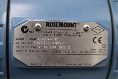 Rosemount 3144P D1A1NAB4M5/ 3144PD1A1NAB4M5 SMART TEMPERATURE TRANSMITTER 3096CC