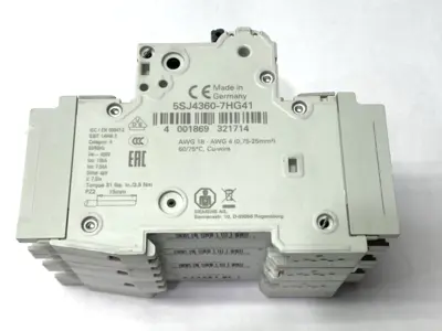 USED SIEMENS CIRCUIT BREAKER 3P 60A W/ 5ST3010-0HG AUXILIARY SWITCH