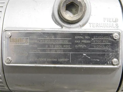 Bailey PTSPGJ110020100 Pressure Switch 0-5800 PSIG 12-42VDC 8700 PSI max. Used