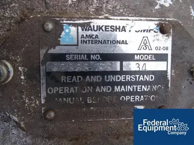 USED Waukesha 1.5" Waukesha Rotary Lobe Pump, Model 34, S/S