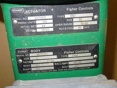 Fisher 3" V150 V-Ball Control Valve Steel Body Material