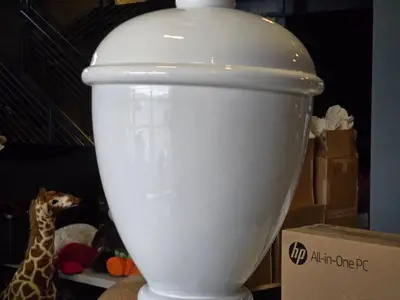 Lot of (1) Resin Decorative Floor Vase 13" x 48" (white)