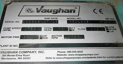 USED Vaughan Pumps HE4L6CS