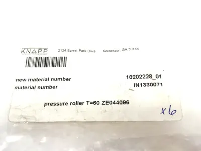 New | in-Stock Knapp Conveyor Return Pressure Roller T+60 ZE044096, 10202228_01 Roller Conveyors Michigan US | Maverick Industrial Sales #1394199