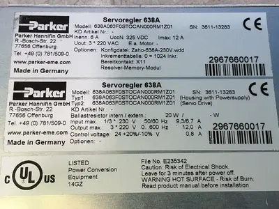 Used PARKER 638A063F0STOCAN000RM1Z01 Servo Drives Ohio US | HGR 24 #1572149