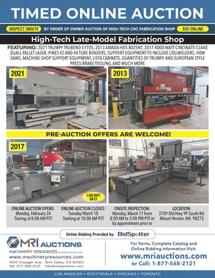 HIGH TECH CNC FABRICATION SHOP AUCTION