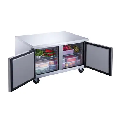 New | in-Stock Dukers New Dukers DUC48R 2-Door Undercounter Refrigerator in Stainless Steel Undercounter Refrigerators Illinois US | Falcon Restaurant Supply #1376261