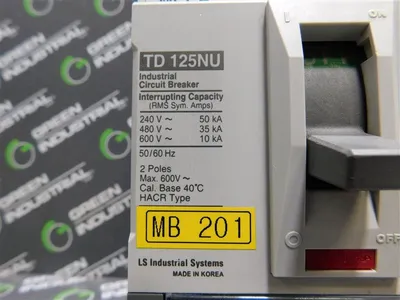 LS Industrial TD 125NU Circuit Breaker 600VAC 50/60Hz 125A TD125FTU Trip Used