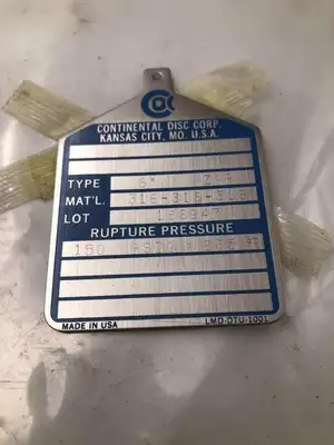 Continental Disc Corp. 186946 6″ 316SS Rupture Disc 150PSIG 235°F -NIB