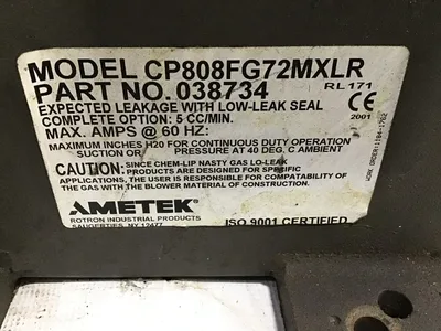 Amtek Rotron CP808FG72MXLR Regenerative Blower 7.5 hp Industrial / Chemical