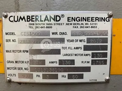 USED 2012 CUMBERLAND CIS1500 100HP SINGLE SHAFT