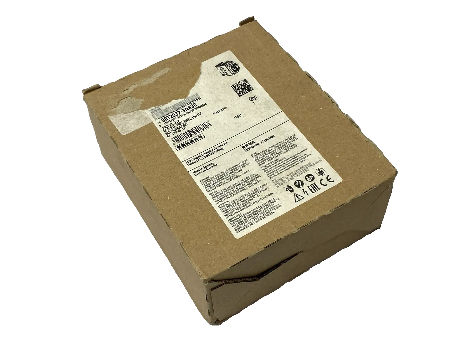 Siemens 3RT2037-3NB30 SIRIUS 3RT Power Contactor 3-Pole 400V 65A - New