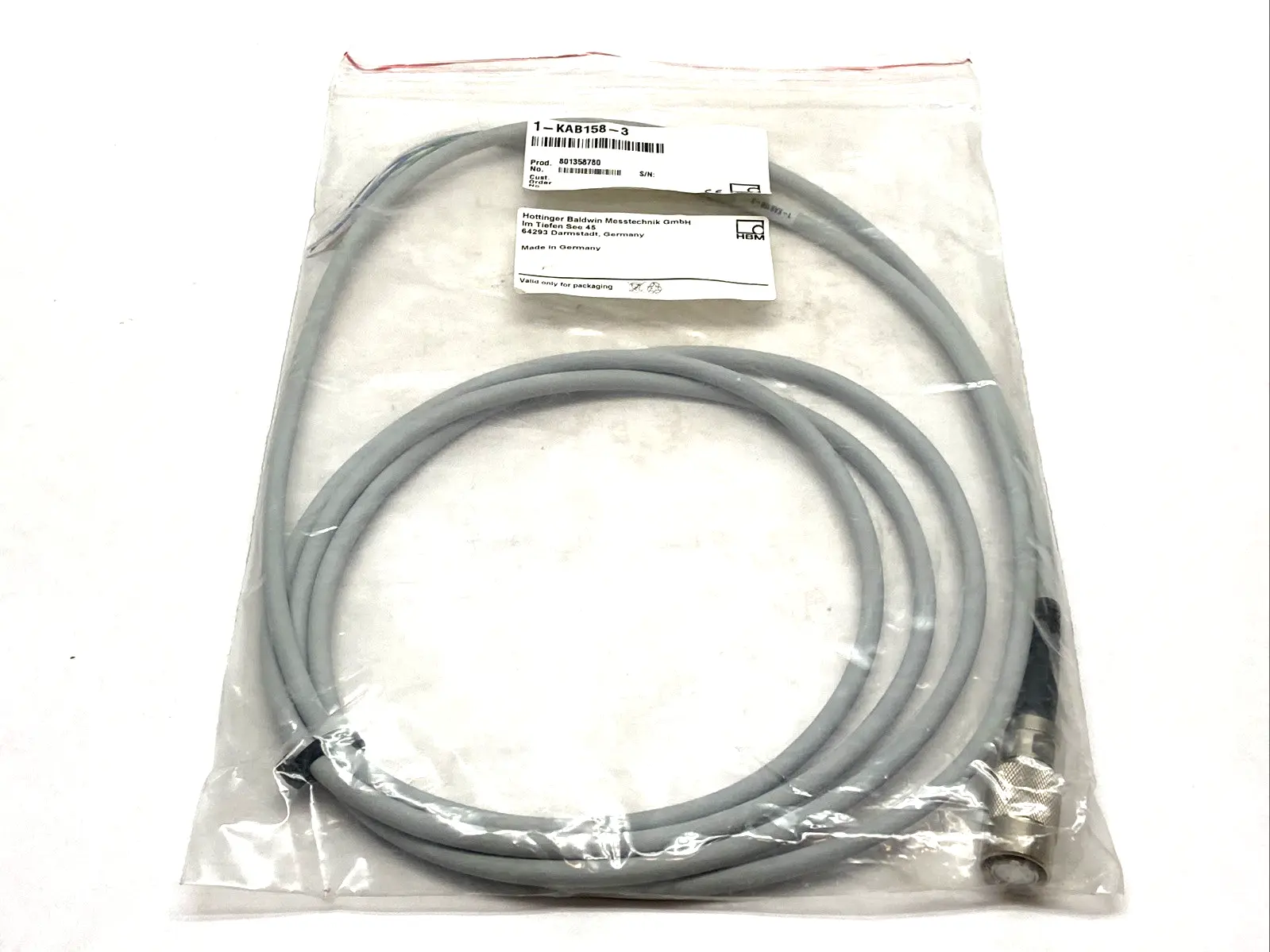 1-KAB158-3 | Hottinger Bruel  Connection Cable for Force Transducer - New Other