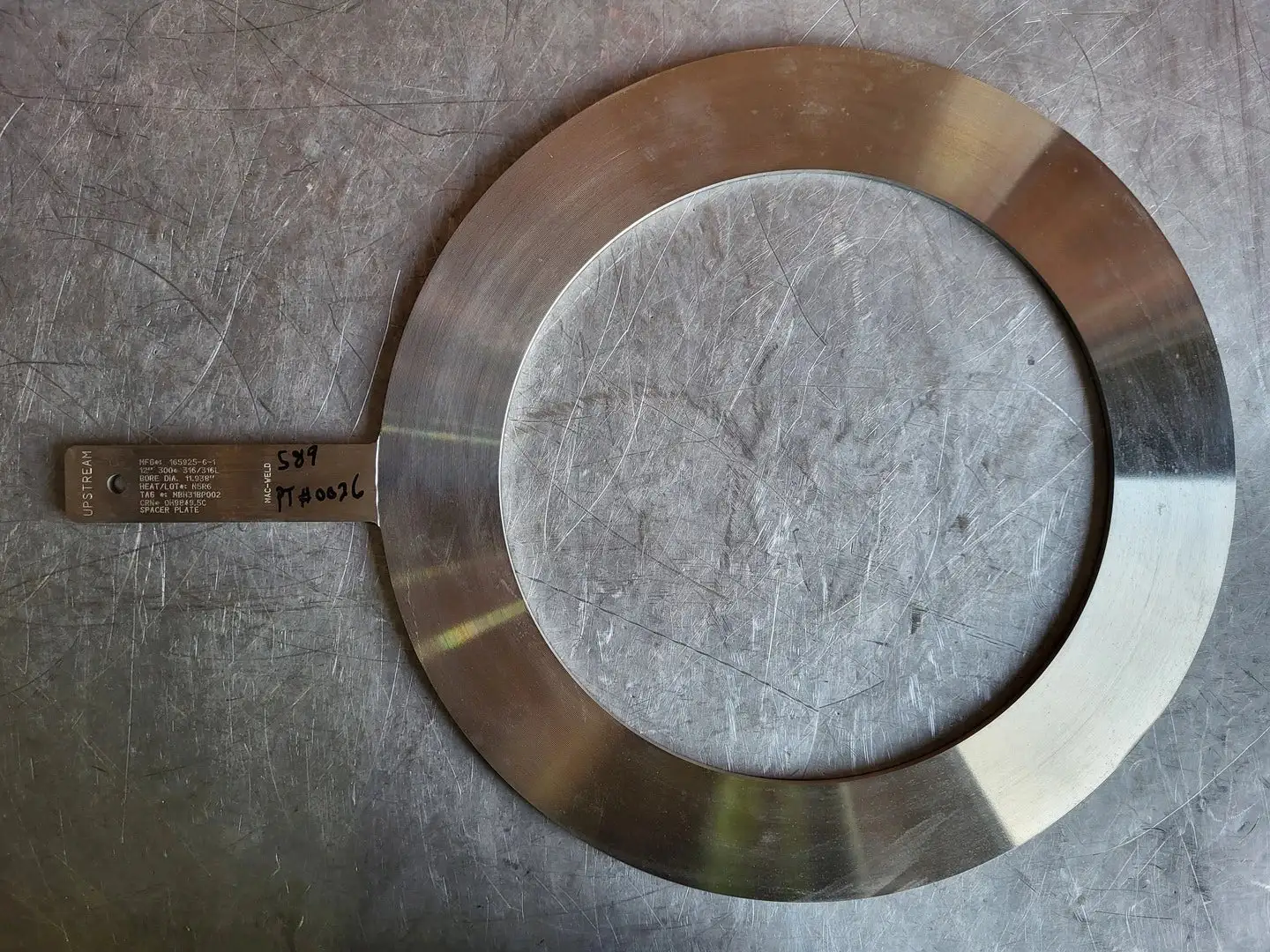 12" Paddle Orifice Plate Upstream 11.938"