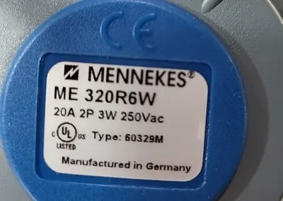 MENNEKES 360R6W Mennekes 60A 3Wire 250V Watertight Receptacle Loc 4E 26