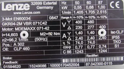 NEW LENZE GKR04-2M-VBR-071C42 GEAR MOTOR MDEMAXX07142 GKR042MVBR071C42