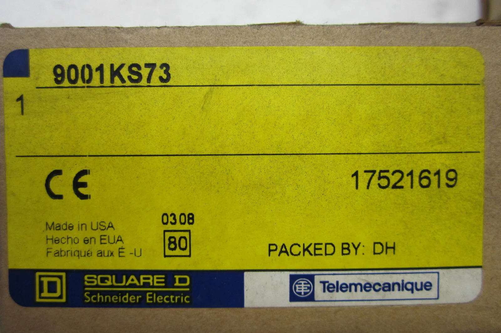 NEW SQUARE D 9001-KS73 SELECTOR SWITCH 9001KS73