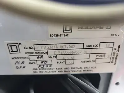 Model 6 Motor Control Center MCC Section, 600V, 3PH, 1200A Bus