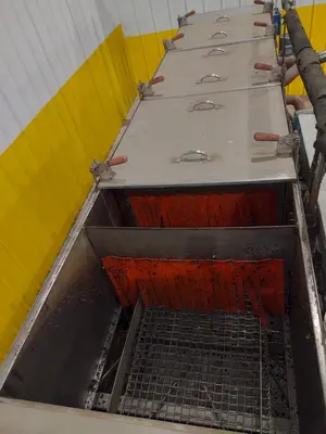 3 STAGE X 12" WIDE FLO-MATIC MODEL #C20-2-1BELT CONVEYOR STAINLESS STEEL HEATED PARTS WASHER: STOCK #17034