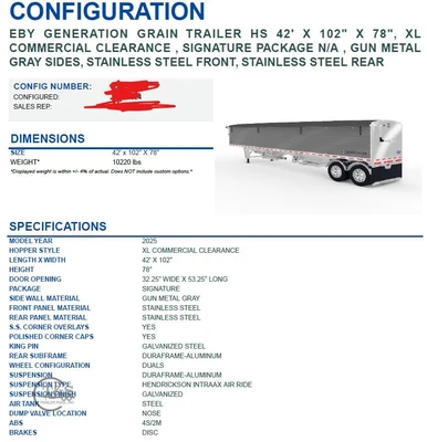 Used 2025 EBY _UNKNOWN_ Grain Hopper Trailers Illinois US | T&S Trailer Pool #1509390