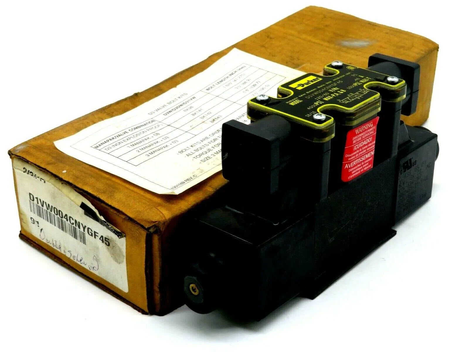 NEW PARKER D1VW004CNYGF45 DIRECTIONAL SOLENOID VALVE 120/60 V/HZ