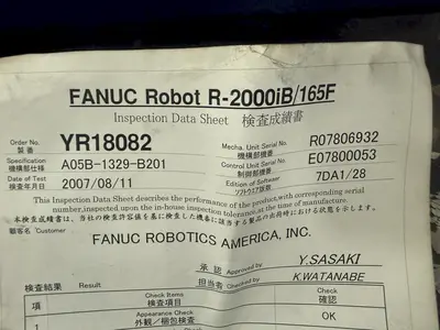 FANUC MODEL R-2000iB / 165F FOUNDRY PRO ROBOT: YOBRO #24767