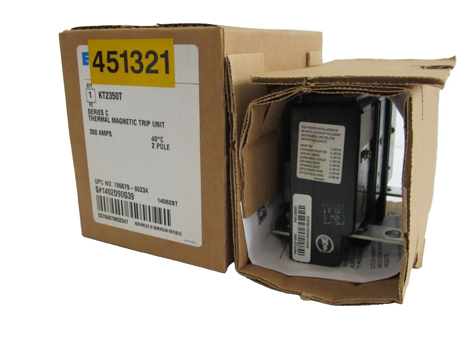 NEW EATON CUTLER HAMMER KT2350T MAGNETIC TRIP UNIT SERIES C