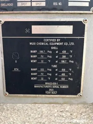 Used 272 Sq Ft Heat Exchanger, Duplex 2205 Tubes, 316L Shell, High Temp 430°F