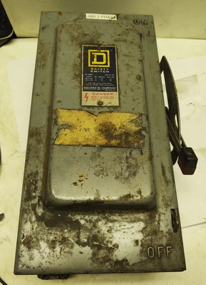 Square D H362 60 Amp 600 VAC 3 Phase 3P Fusible Disconnect Switch W/Fuses