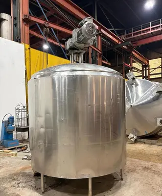 Kettle, 1,500 Gallon, Stainless Steel, Half-Pipe Jacketed, Mojonnier, #5991813