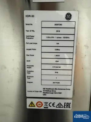 USED GE Healthcare 50 Liter Xcellerex Single Use Fermenter, Model XDR-50