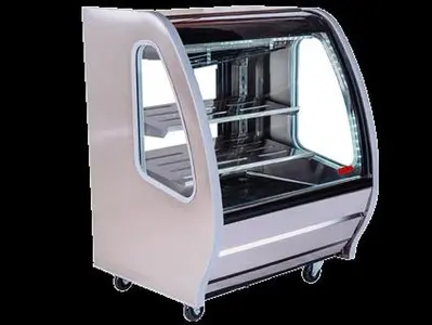 56.6 CURVED GLASS DELI PASTRY CASE -black, white or stainless finish
