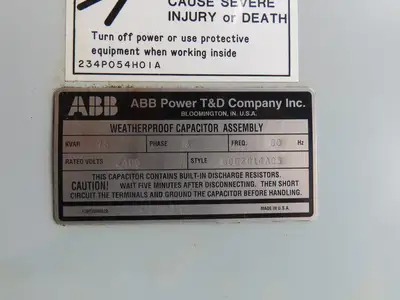 ABB 6002C14A05 75KVAR Waterproof Capacitor Assembly 3Ph Rated 2400V 60Hz