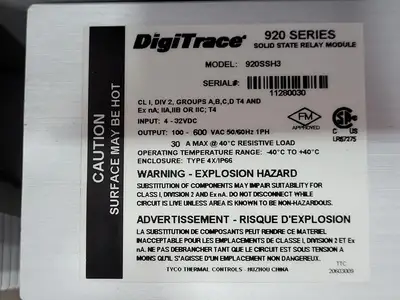 920 Series Heat Tracing Controller Assembly 920E9FWQ1SIS302SSH3202T65LAM