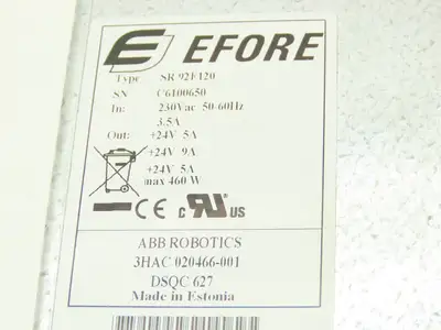ABB 3HAC020466-001 DSQC627 EFORE SR92E120 Robot Power Supply 230VAC In 24V Out