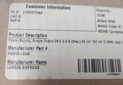 NEW TDK-Lambda HWS50A-24/A