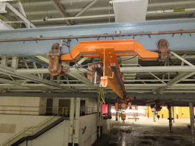 Cleveland Tramrail P&H 1 Ton Single Girder Underhung Bridge Crane 45' 10" Span