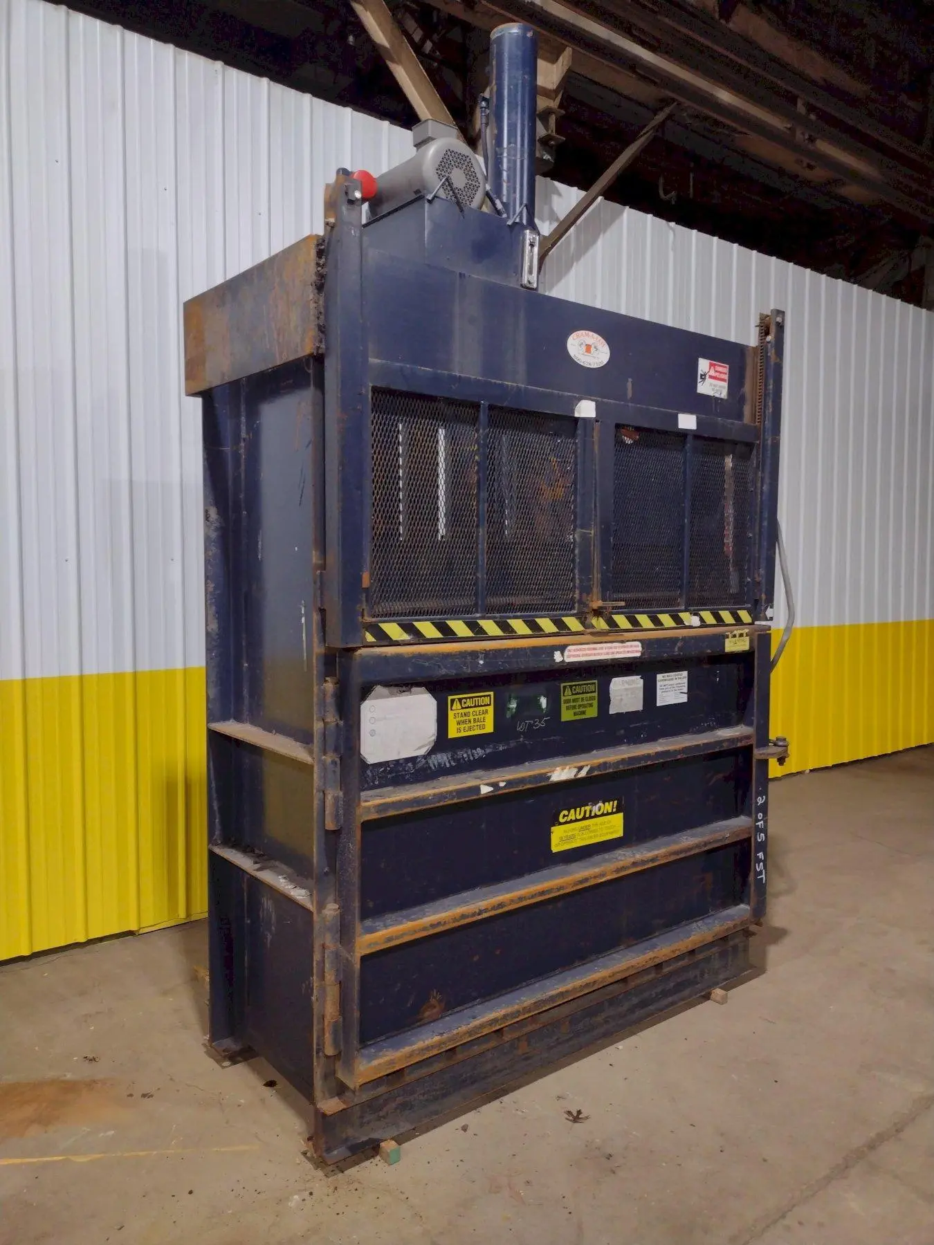 72" X 30" JV MFG CRAM A LOT MODEL #DBR-72-H VERTICAL HYDRAULIC CARDBOARD BALER: STOCK #18053
