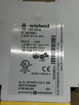 NEW Wieland Electric SNO 4003K