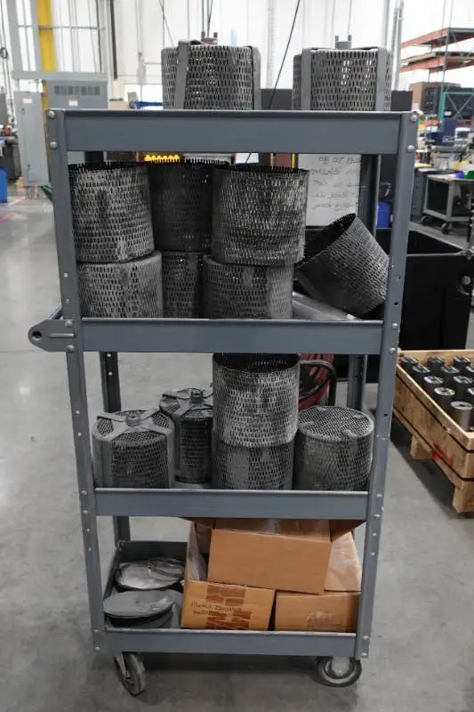 Warehouse Cart with Sandblaster Accessories - Nozzles, Sifters, Buckets