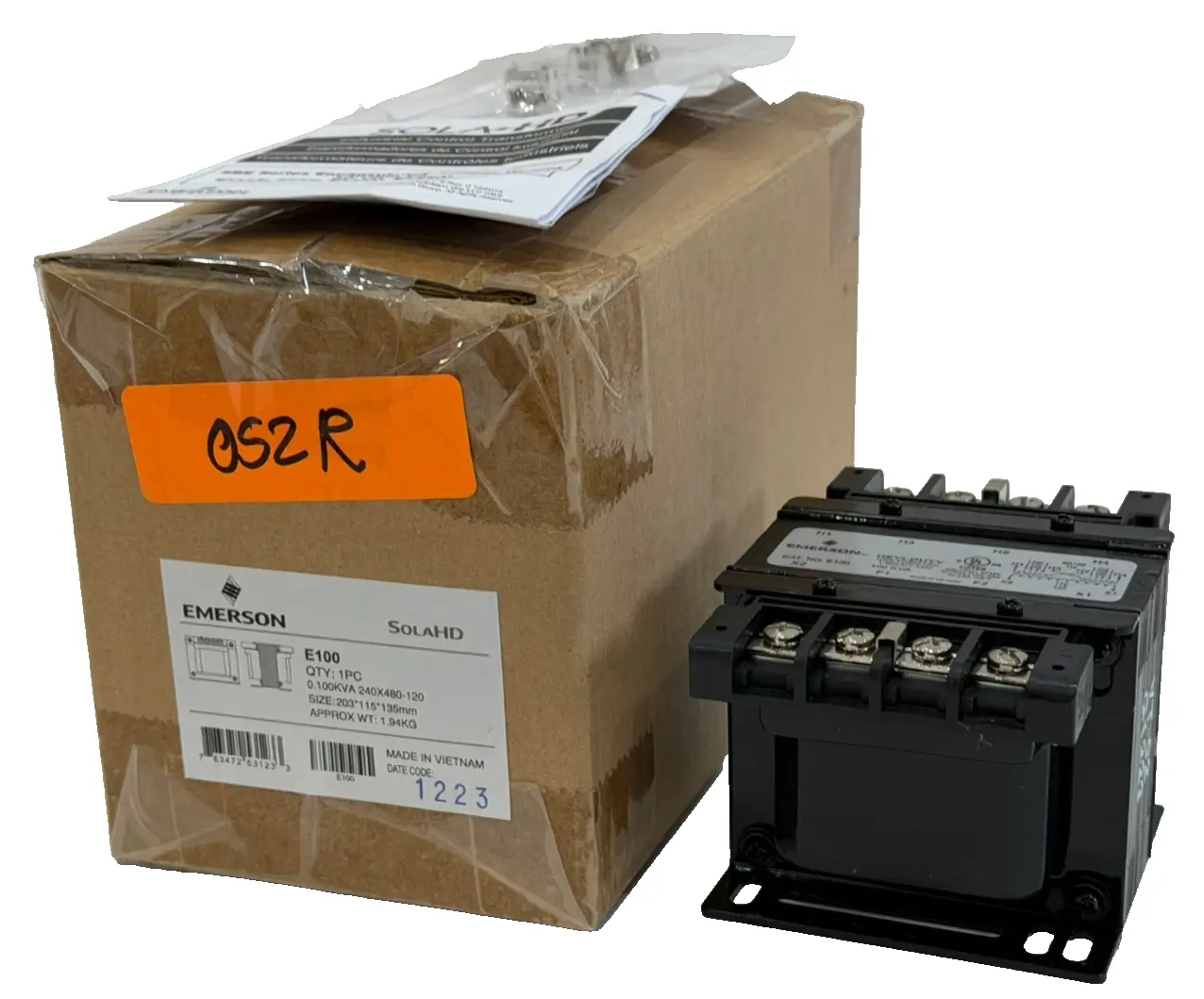 NEW EMERSON SOLA HD E100 CONTROL TRANSFORMER 0.100KVA 240X480-120